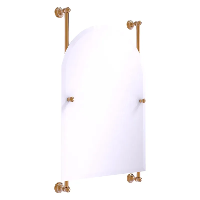 Allied Brass Carolina 21" x 4.4" Brushed Bronze Solid Brass Arched Top Frameless Rail Mounted Mirror Buy Direct