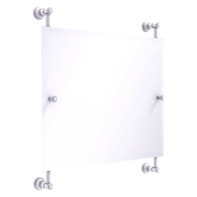 Allied Brass Carolina 26" x 4.4" Matte White Solid Brass Landscape Rectangular Frameless Rail-Mounted Mirror Best Seller