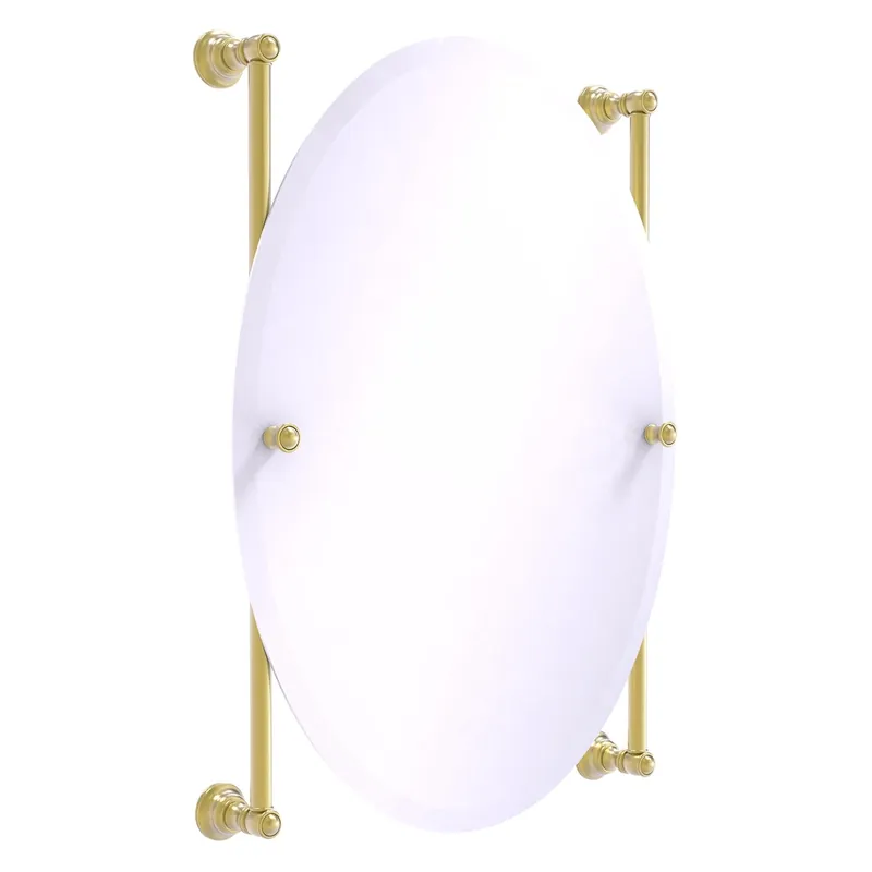 Allied Brass Carolina 21" x 4.4" Satin Brass Solid Brass Oval Frameless Rail-Mounted Mirror Free Delivery