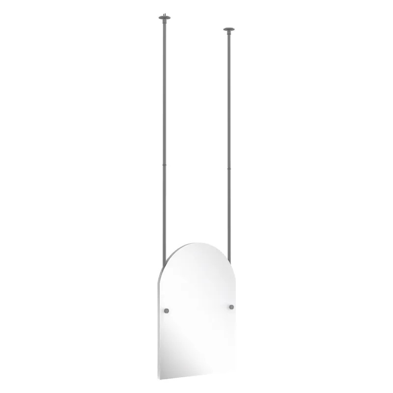 One Day Deal Allied Brass CH-94 21" x 2.5" Matte Gray Solid Brass Frameless Arched Top Ceiling Hung Mirror