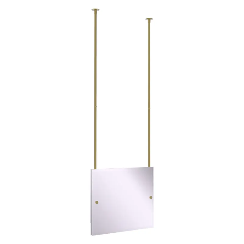 Same Day Shipping Allied Brass CH-93 26" x 2.5" Satin Brass Solid Brass Frameless Rectangular Landscape Ceiling Hung Mirror With Beveled Edge