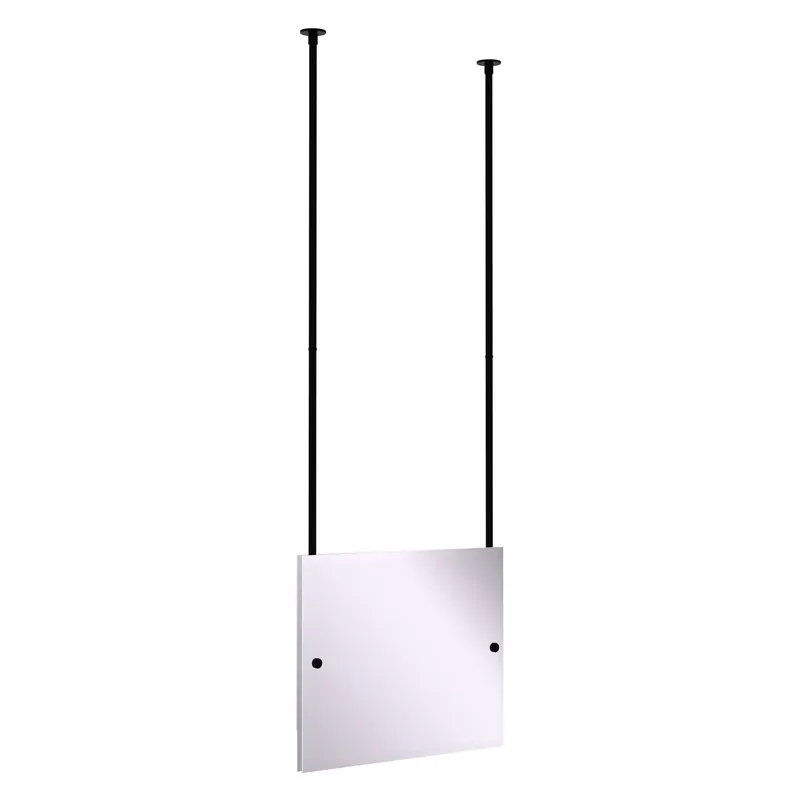 Allied Brass CH-93 26" x 2.5" Matte Black Solid Brass Frameless Rectangular Landscape Ceiling Hung Mirror With Beveled Edge Discount