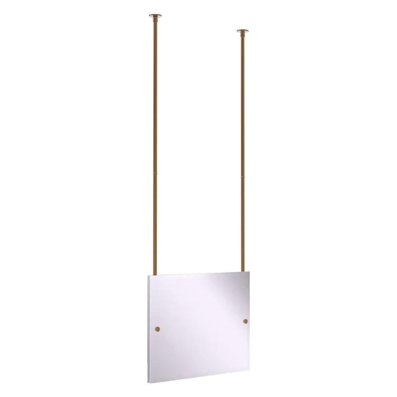 Allied Brass CH-93 26" x 2.5" Brushed Bronze Solid Brass Frameless Rectangular Landscape Ceiling Hung Mirror With Beveled Edge Latest