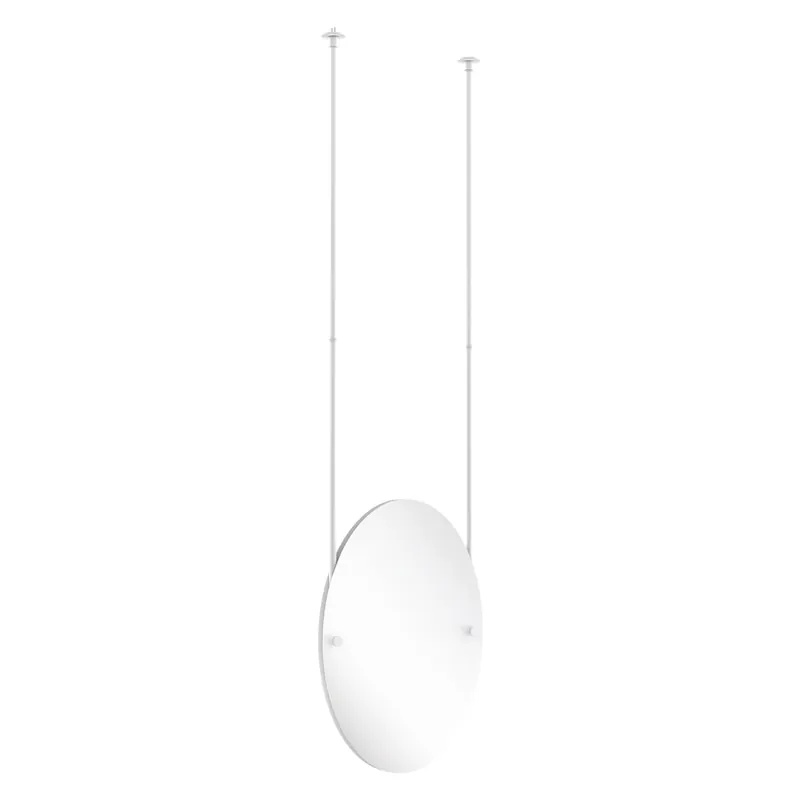 While Supplies Last Allied Brass CH-91 21" x 2.5" Matte White Solid Brass Frameless Oval Ceiling Hung Mirror With Beveled Edge