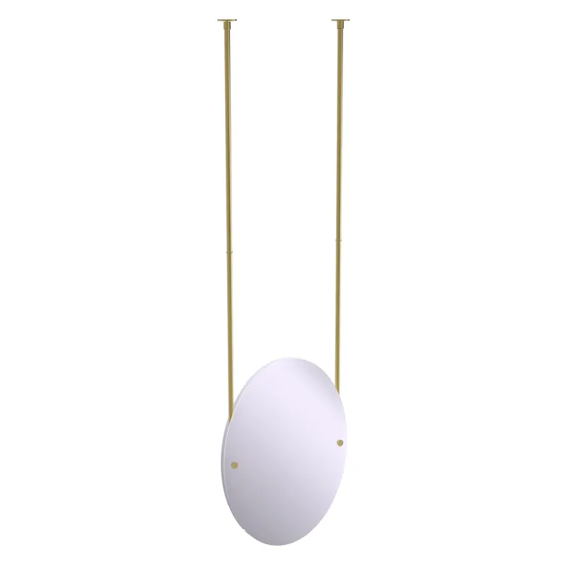 Same Day Shipping Allied Brass CH-91 21" x 2.5" Unlacquered Brass Solid Brass Frameless Oval Ceiling Hung Mirror With Beveled Edge