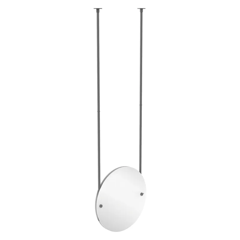 Money Back Guarantee Allied Brass CH-90 22" x 2.5" Matte Gray Solid Brass Frameless Round Ceiling Hung Mirror With Beveled Edge
