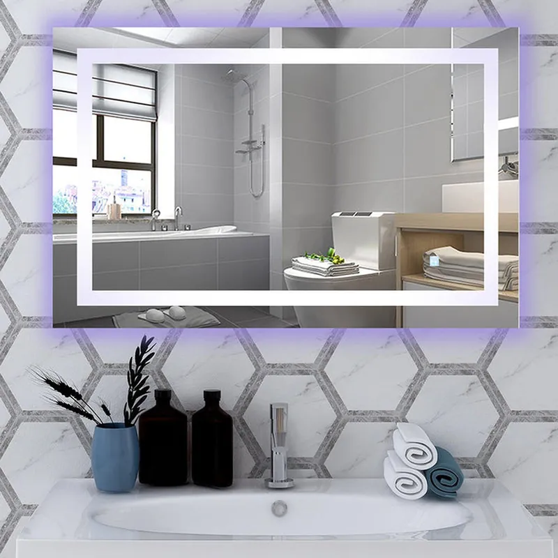 Money Back Guarantee Vanity Art 40" x 28" Frameless LED Lighted Illuminated Bathroom Vanity Wall Mirror With Touch Sensor