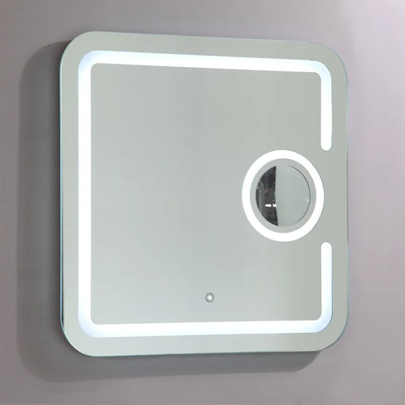 Certified Vanity Art 31" W x 31" H Frameless Square LED Lighted Bathroom Wall Mounted Vanity Mirror With Touch Sensor and Magnifying Glass