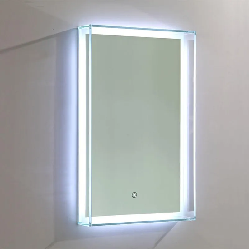 Vanity Art 31" W x 20" H Frameless Rectangular LED Lighted Bathroom Wall Mounted Vanity Mirror With Glass Cabinet and Touch Sensor Time-Limited