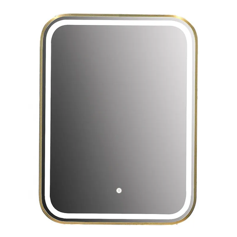 Direct From Manufacturer Vanity Art 24" W x 32" H Gold Rounded Corner Frame LED Lighted Bathroom Vanity Wall Mirror With Touch Sensor