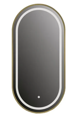 Exclusive Vanity Art 18" W x 36" H Gold Oval LED Lighted Bathroom Vanity Wall Mirror With Touch Sensor