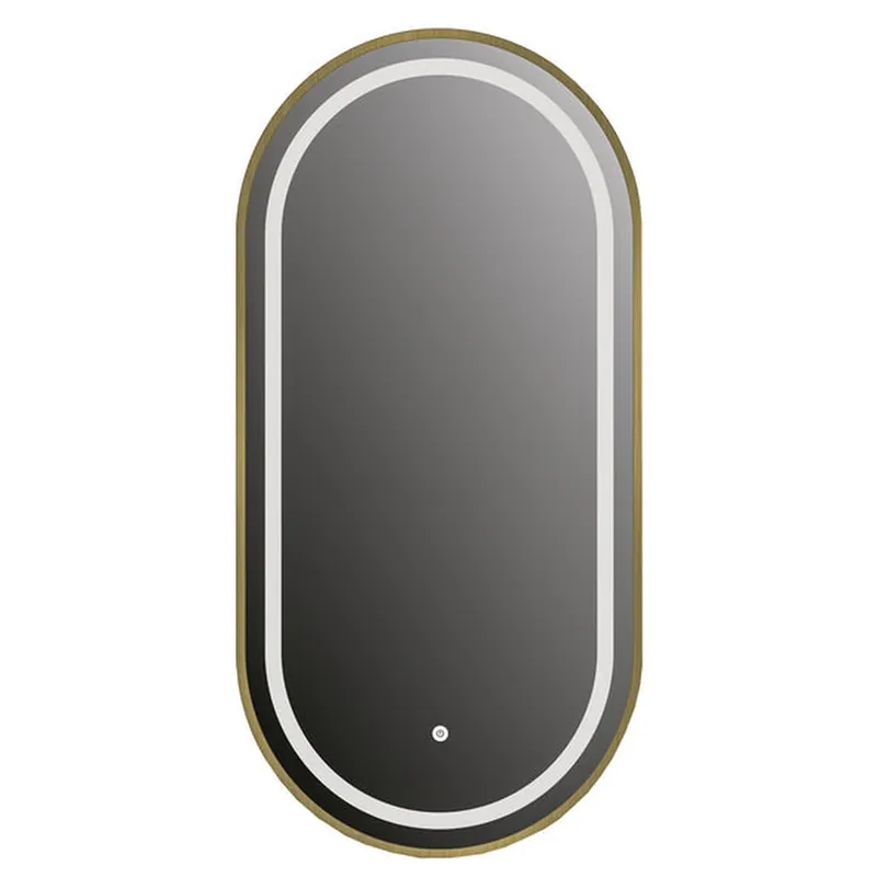 Exclusive Vanity Art 18" W x 36" H Gold Oval LED Lighted Bathroom Vanity Wall Mirror With Touch Sensor
