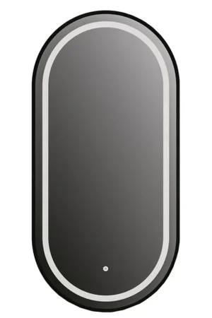 Free Returns Vanity Art 18" W x 36" H Black Oval LED Lighted Bathroom Vanity Wall Mirror With Touch Sensor