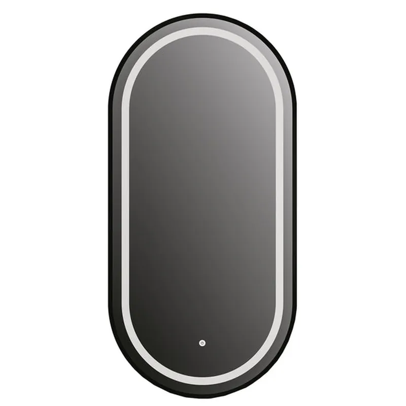 Free Returns Vanity Art 18" W x 36" H Black Oval LED Lighted Bathroom Vanity Wall Mirror With Touch Sensor
