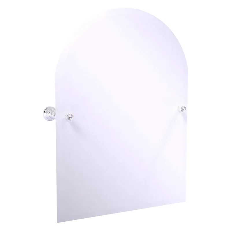 Allied Brass Carolina Crystal 21.8" x 4.8" Polished Chrome Solid Brass Frameless Arched Top Tilt Mirror With Beveled Edge Warranty Included