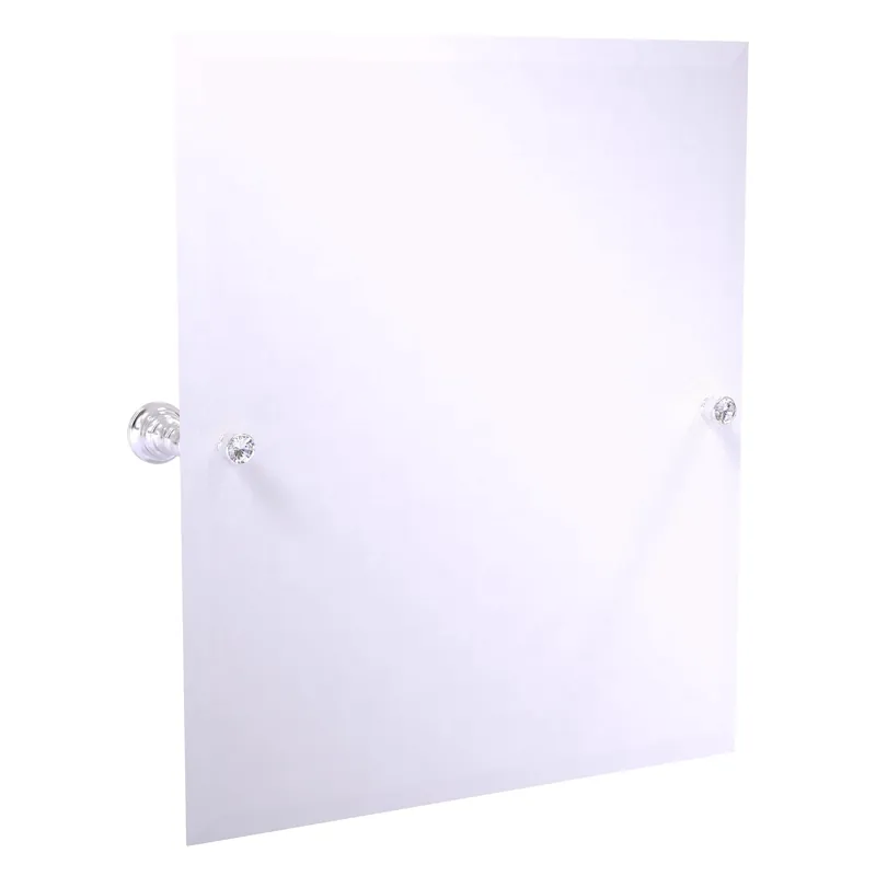 Allied Brass Carolina Crystal 21.8" x 4.8" Satin Chrome Solid Brass Frameless Rectangular Tilt Mirror With Beveled Edge Clearance