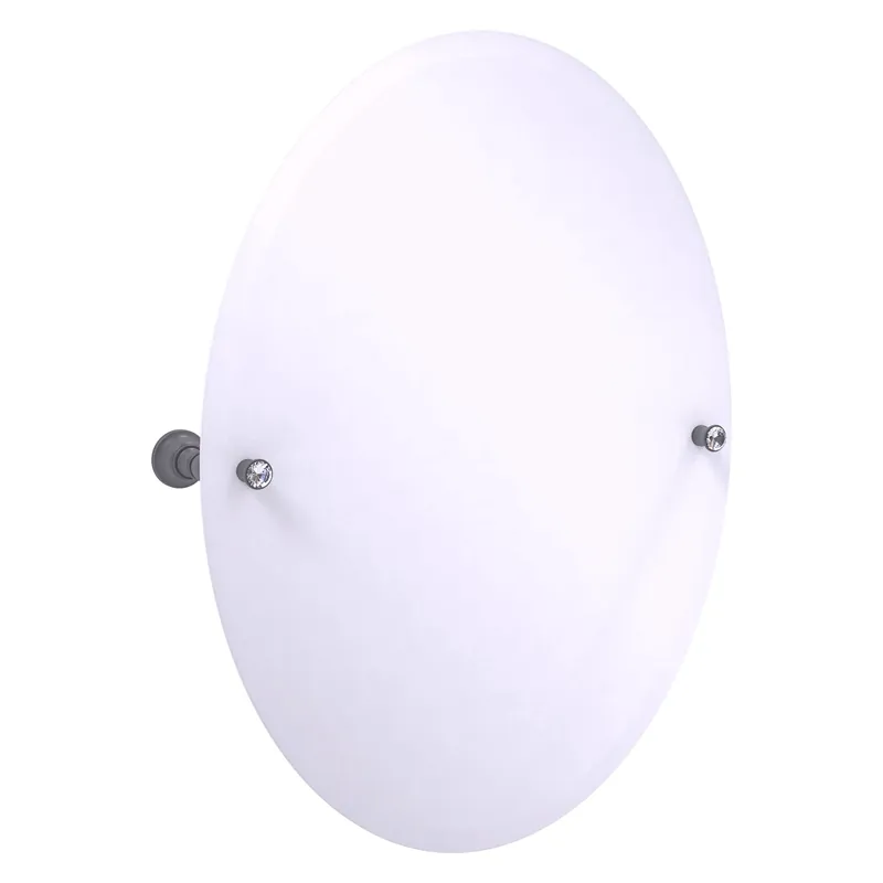 Allied Brass Carolina Crystal 21" x 4.8" Matte Gray Solid Brass Oval Tilt Mirror With Beveled Edge Brand New