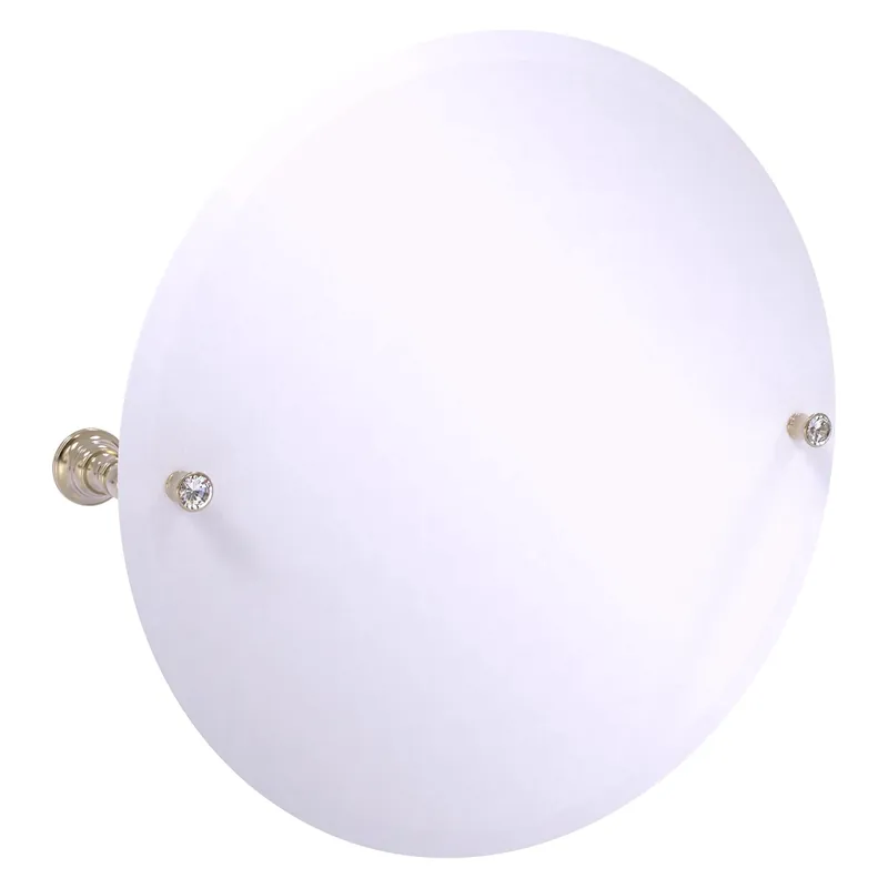 Limited Edition Allied Brass Carolina Crystal 22" x 4.8" Antique Pewter Solid Brass Frameless Round Tilt Mirror With Beveled Edge