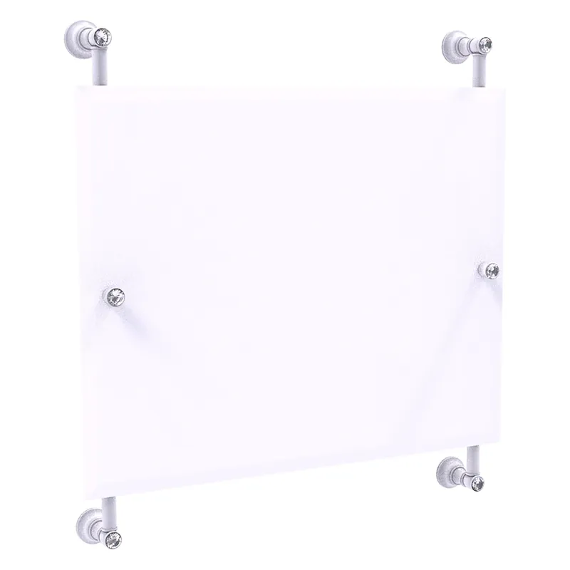 Allied Brass Carolina Crystal 26" x 4.4" Matte White Solid Brass Rectangular Frameless Rail-Mounted Mirror Top Pick