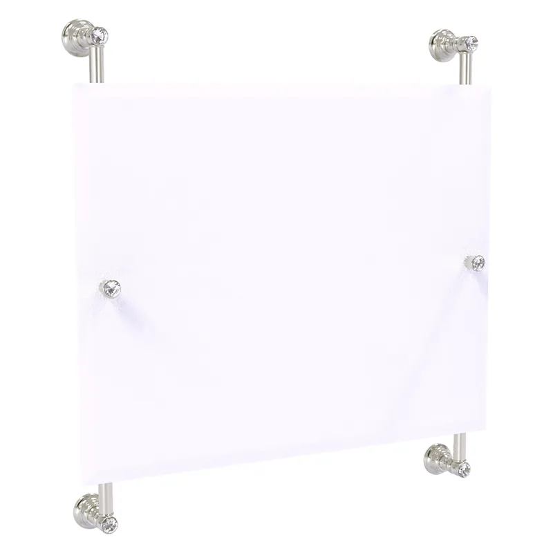 Next Day Delivery Allied Brass Carolina Crystal 26" x 4.4" Satin Nickel Solid Brass Rectangular Frameless Rail-Mounted Mirror