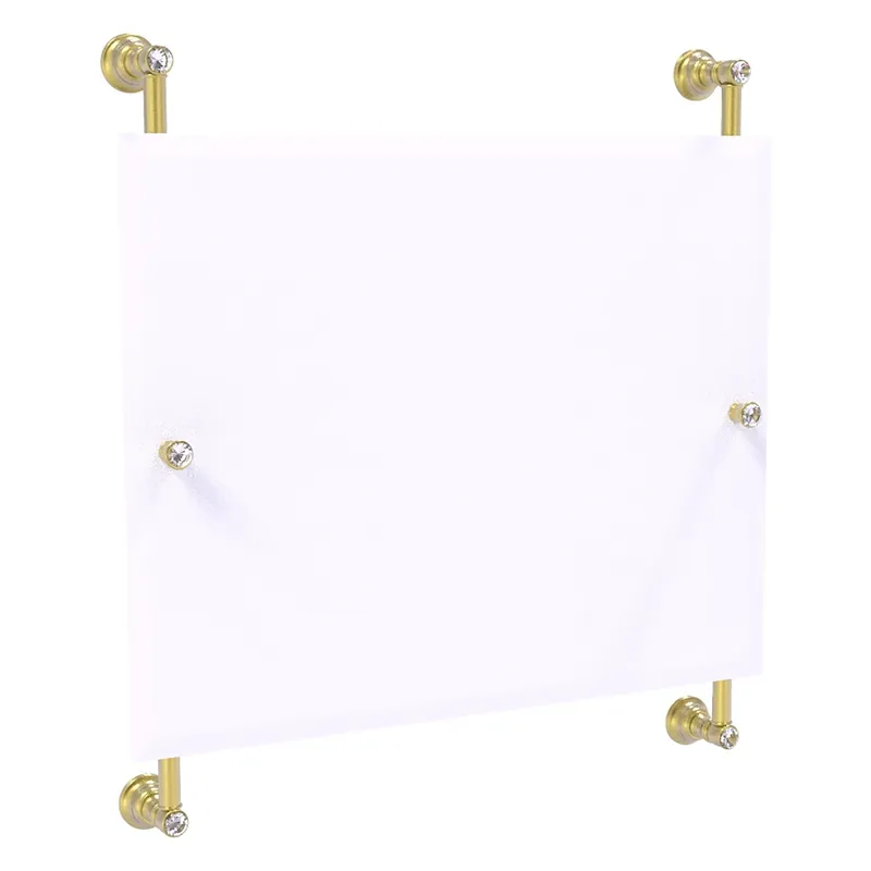 Allied Brass Carolina Crystal 26" x 4.4" Satin Brass Solid Brass Rectangular Frameless Rail-Mounted Mirror Express Delivery