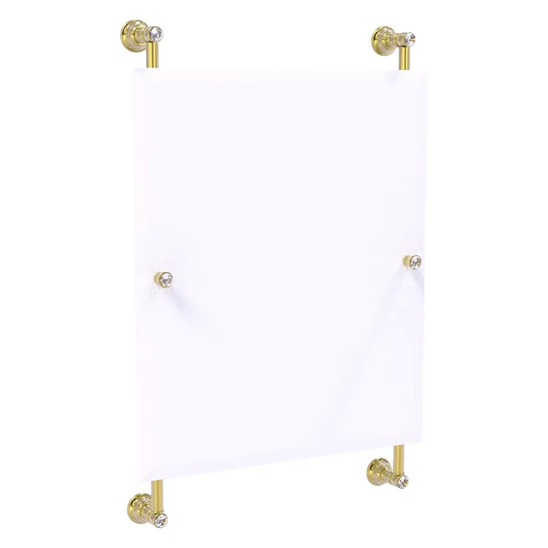 Allied Brass Carolina Crystal 21" x 4.4" Unlacquered Brass Solid Brass Rectangular Frameless Rail-Mounted Mirror Editor’s Pick