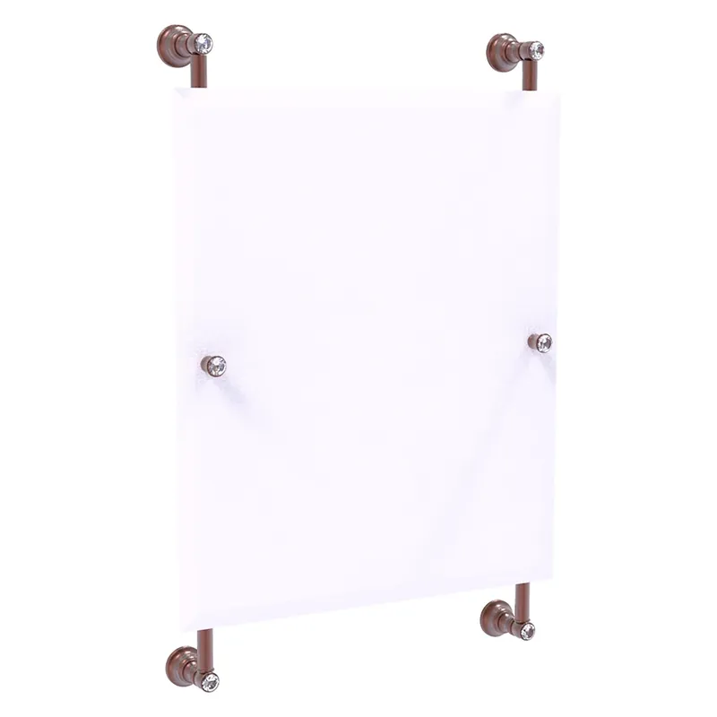Popular Allied Brass Carolina Crystal 21" x 4.4" Antique Copper Solid Brass Rectangular Frameless Rail-Mounted Mirror