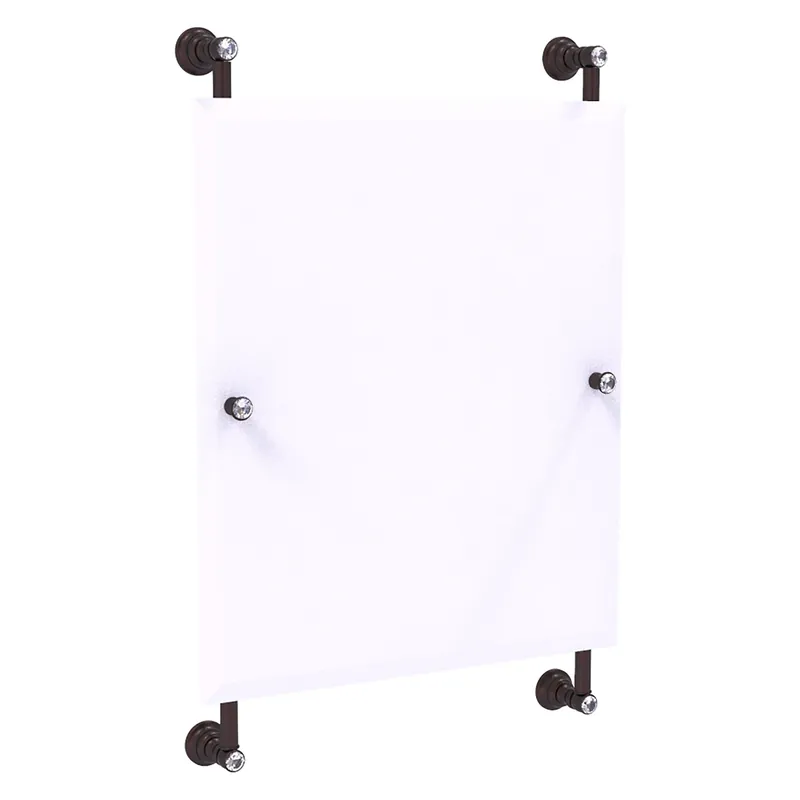 Original Allied Brass Carolina Crystal 21" x 4.4" Antique Bronze Solid Brass Rectangular Frameless Rail-Mounted Mirror