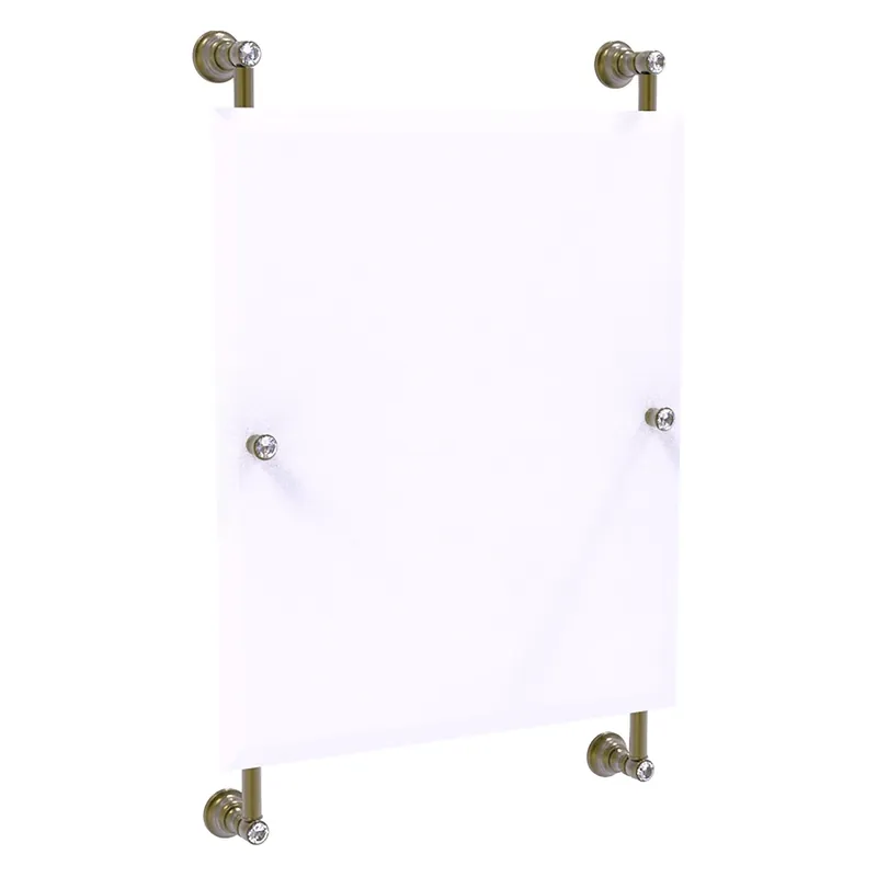 Allied Brass Carolina Crystal 21" x 4.4" Antique Brass Solid Brass Rectangular Frameless Rail-Mounted Mirror Instant Buy
