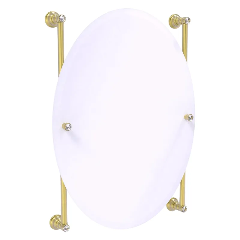 Top Pick Allied Brass Carolina Crystal 21" x 4.4" Satin Brass Solid Brass Oval Frameless Rail-Mounted Mirror