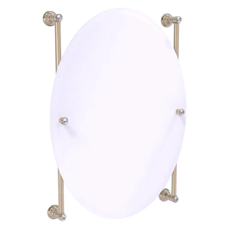 Allied Brass Carolina Crystal 21" x 4.4" Antique Pewter Solid Brass Oval Frameless Rail-Mounted Mirror Bulk Order