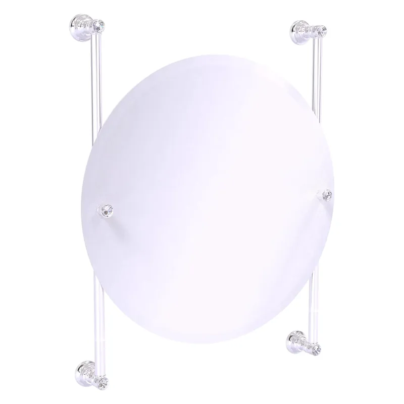 Allied Brass Carolina Crystal 22" x 4.4" Polished Chrome Solid Brass Round Frameless Rail-Mounted Mirror Price Cut