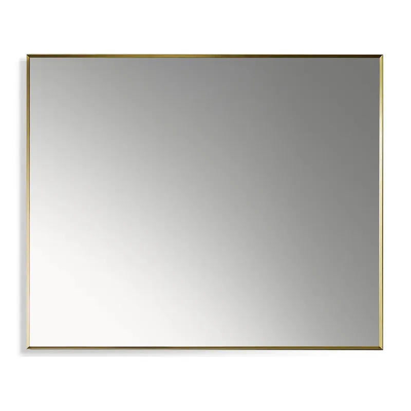 Hassle-Free Returns Altair Sassi 36" x 30" Rectangle Brushed Gold Aluminum Framed Wall-Mounted Mirror