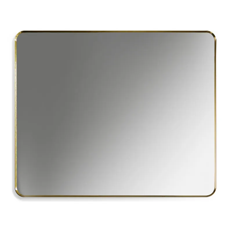 Affordable Altair Nettuno 36" x 30" Rectangle Brushed Gold Aluminum Framed Wall-Mounted Mirror