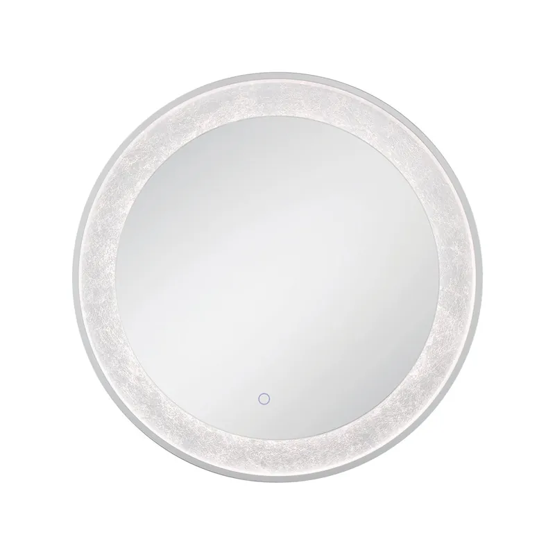 Premium Eurofase Lighting Anya 30" Edge-Lit Integrated LED Round Mirror With Silver Frame