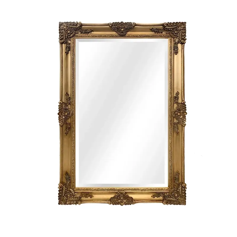 SBC Decor Mayfair Grande 46" x 70" Wall-Mounted Full Length Wood Frame Leaner Dresser Mirror In Antique Gold Finish Low Price