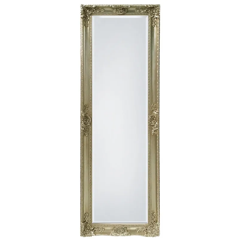 Trending SBC Decor Mayfair Belle 19" x 60" Wall-Mounted Full Length Wood Frame Dresser Mirror In Champagne Gold Finish