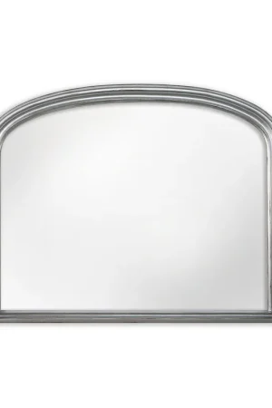 Genuine SBC Decor Lyon 32" x 47" Wall-Mounted Arched Wood Frame Dresser Wall Mirror In Brushed Silver Finish