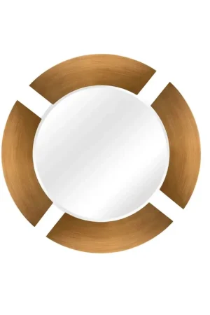 Must Have SBC Decor Capri 39" Wall-Mounted Wood Frame Round Dresser Mirror In Brushed Gold Finish