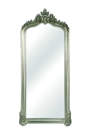 Instant Buy SBC Decor Blenheim 38" x 86" Wall-Mounted Wood Frame Leaner Dresser Mirror In Satin Silver Finish