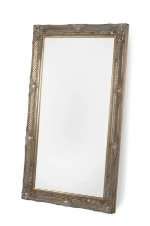 Handmade SBC Decor Belgrave 38" x 69" Wall-Mounted Full Length Wood Frame Leaner Dressing Mirror In Antique Gold Finish