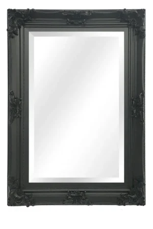 Save Now SBC Decor Beaumont 32" x 44" Wall-Mounted Wood Frame Vanity Wall Mirror In Matte Black Finish