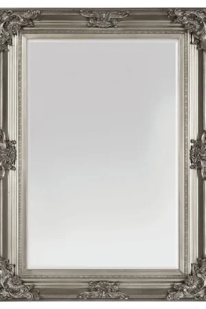 Best Price SBC Decor Beaumont 32" x 44" Wall-Mounted Wood Frame Vanity Wall Mirror In Antique Silver Finish