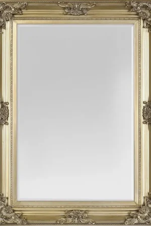 Exclusive SBC Decor Beaumont 32" x 44" Wall-Mounted Wood Frame Vanity Wall Mirror In Champagne Gold Finish