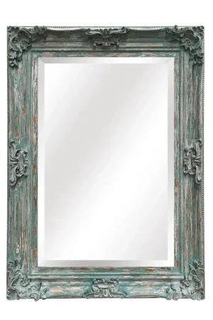 Price Cut SBC Decor Beaumont 32" x 44" Wall-Mounted Wood Frame Vanity Wall Mirror In Distressed French Blue Finish