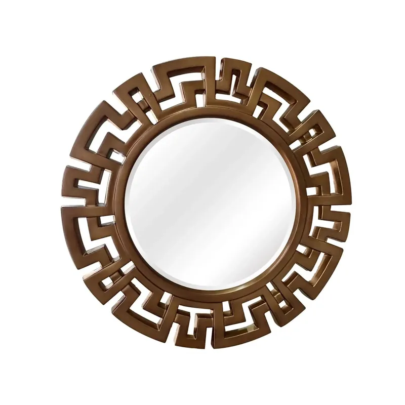 Secure Checkout SBC Decor Athena 31" x 31" Wall-Mounted Glass Resin Accent Wall Mirror In Bronze Finish