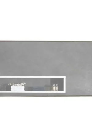 Clearance Eviva Sax 47" x 20" Brushed Metal Framed Bathroom Wall-Mounted Mirror