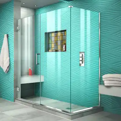 Affordable DreamLine SHEN-24595340-01 Unidoor Plus 59-1/2 in. W x 34-3/8 in. D x 72 in. H Hinged Shower Enclosure, Chrome Hardware