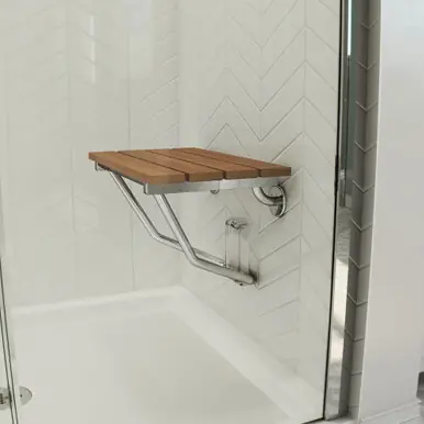 DreamLine SHST-02-TN Natural Teak Folding Shower Seat. ADA Compliant Shower Seat Viral