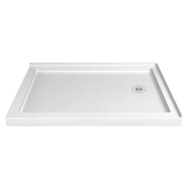 Cheap DreamLine DLT-1034482 SlimLine 34 in. D x 48 in. W x 2 3/4 in. H Right Drain Double Threshold Shower Base in White